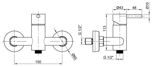 Sapho Minimal zuhanycsaptelep zuhanyszett nélkül, inox (MI011)