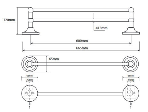 Bemeta Retro 60 cm-es dupla törölközőtartó arany/króm színű 144204058