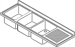 IPA három medencés mosogatófedlap csepegtetővel (40x40x25 cm, 190x60 cm, #IPA1906034425J)
