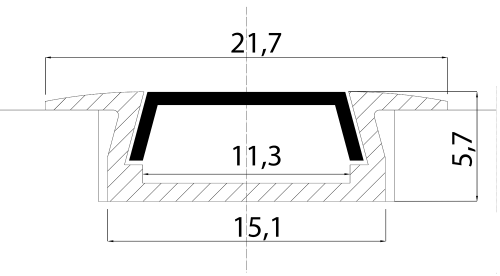 Sapho Eloxált alumínium profil LED szalaghoz 22x6 mm; 2 m (KL3775-2)
