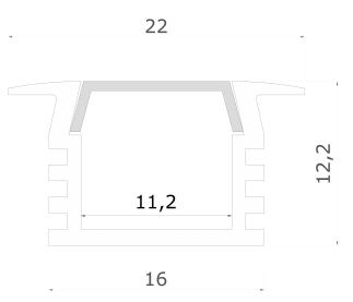 Sapho Eloxált aluminium süllyeszthető profil LED szalaghoz 22x12 mm  (KL3776-1)