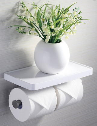 Sapho Dupla WC papír tartó polccal, inox/pvc, fehér (WH73)