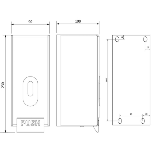 Aqualine Szappanhab adagoló, 550 ml, 9x23x10 cm, fehér (1319-72)