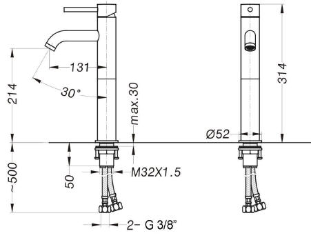 Sapho RHAPSODY Magasított mosdó csaptelep lefolyó nélkül (R5557)