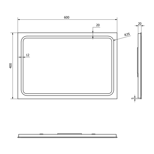 Sapho GEMINI II 40x60 cm tükör LED világítással GM040