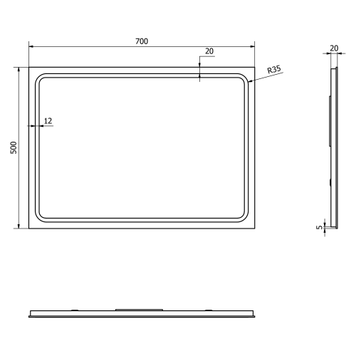 Sapho GEMINI II 50x70 cm tükör LED világítással GM050