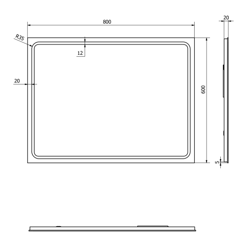 Sapho GEMINI II 60x80 cm tükör LED világítással GM060