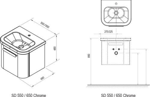 Ravak SD Chrome 550 fürdőszobaszekrény Chrome mosdókhoz (szürke, #X000000636)