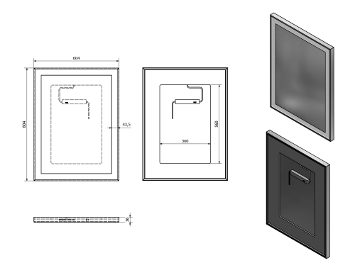 Sapho LUMINAR 60x80 cm tükör LED világítással alumínium kerettel, króm NL557