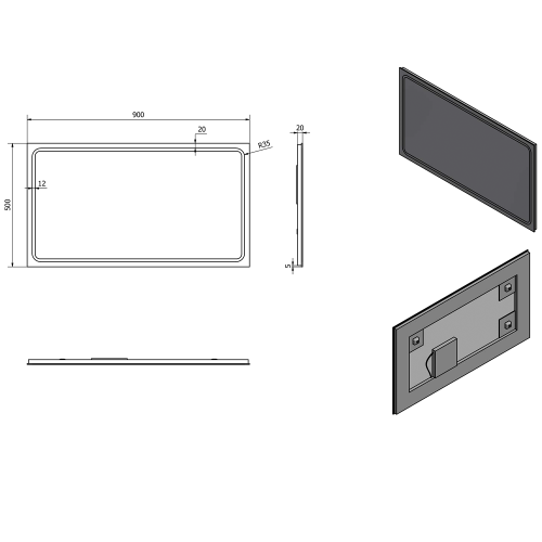 Sapho GEMINI II 90x50 cm tükör LED világítással GM090