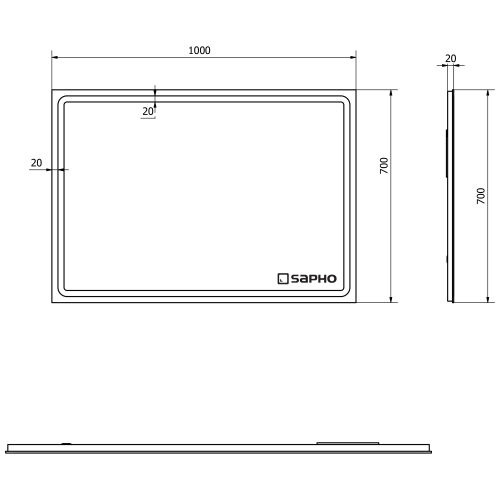 Sapho GEMINI II 100x70 cm tükör LED világítással GM100