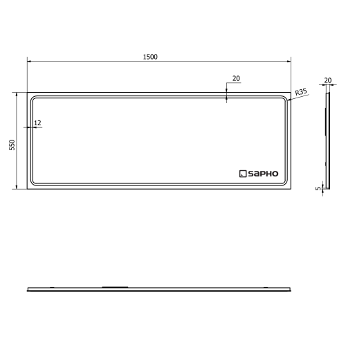 Sapho GEMINI II 150x55 cm tükör LED világítással GM150