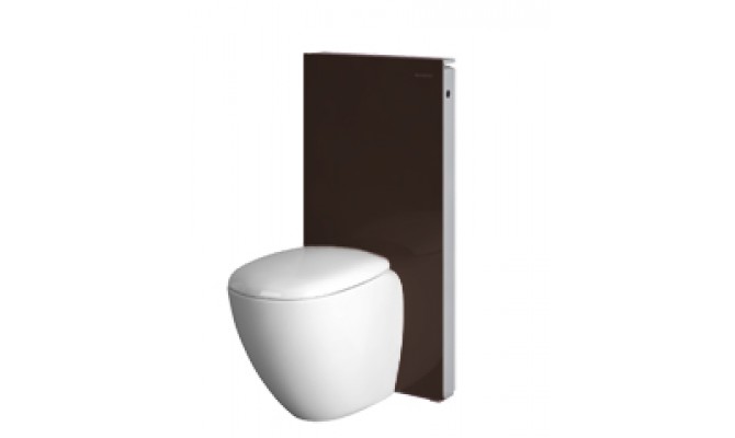 Geberit Monolith 131.002.SQ.1 szanitermodul talpon álló WC-hez, barna üveggel P-könyökkel