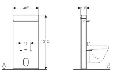 Geberit Monolith 131. 030. SI. 1 fehér üveg szerelőmodul fali bidéhez