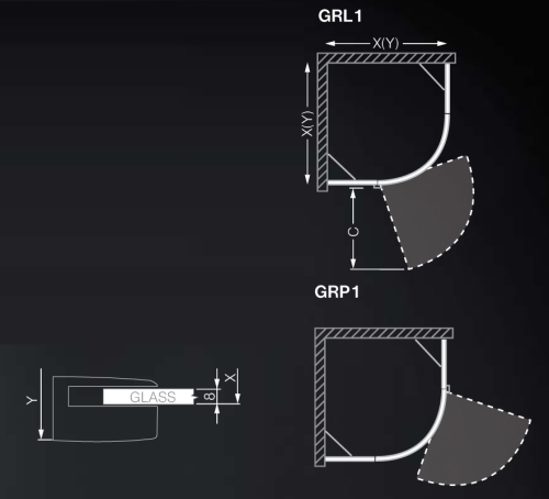 Roltechnik Elegant Line GRL(P)1 90x90 negyedköríves zuhanykabin (87,5x89 cm, brillant, transparent, #130-900000P-00-02)