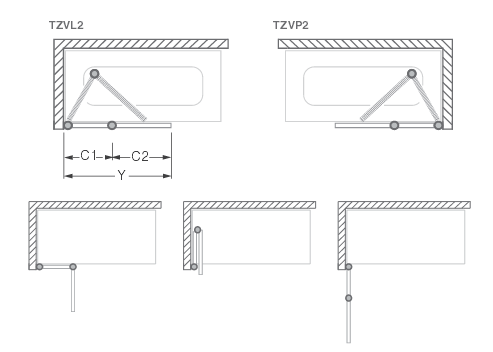 Roltechnik TZVL2 (TZVP2) 1100 kádparaván (transparent, brillant, 110x140 cm, #742-110000P-00-02)