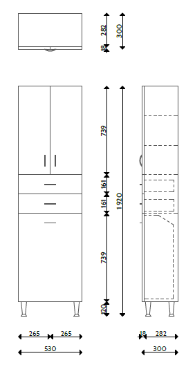 Tboss Bianka M53 fürdőszobai zárt álló szekrény szennyestartóval (tölgy)