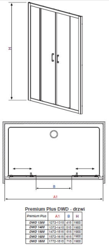 Radaway Dolphi Premium Plus DWD 150 zuhanyajtó   (147,2-151,5 cm, króm, Átlátszó, #33393-01-01N)