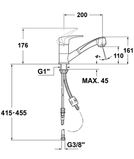 Teka MB2/MS1 EXT gránit mosogató csaptelep (Aquata EOB zuhanyfejes)* (Metálfekete, #40.978.02.0Q)