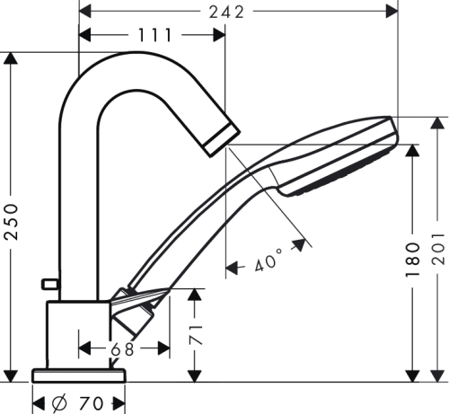 Hansgrohe Logis 3-lyukú kádcsaptelep 71310 000 (71310000)