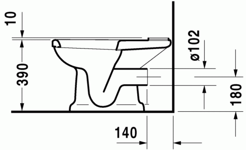 Duravit 1930 hátsó kifolyású monoblokkos wc, tartály nélkül 0227090000