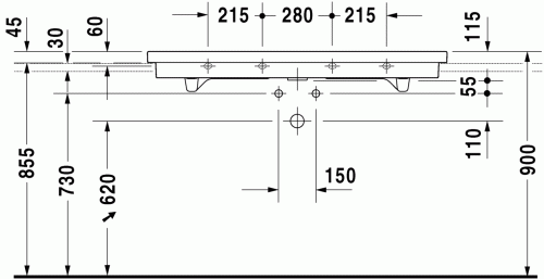 Duravit 2nd floor 120x50,5 cm mosdó csiszolt 0491120027