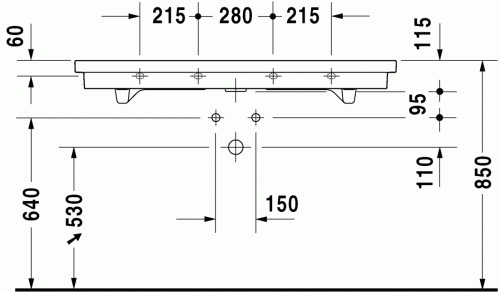 Duravit 2nd floor 120x50,5 cm mosdó csiszolt 0491120027