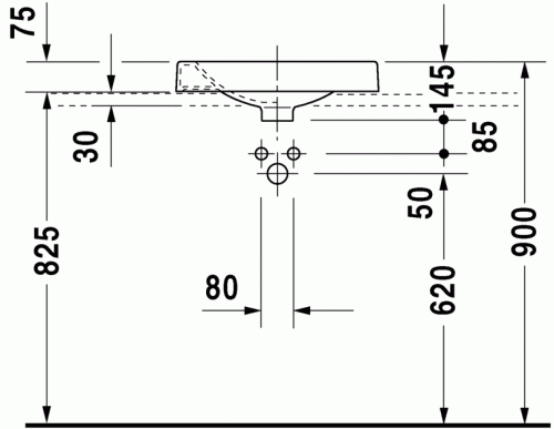 Duravit Architec 50x50 cm ráültethető mosdó csaplyuk balra 0320500009