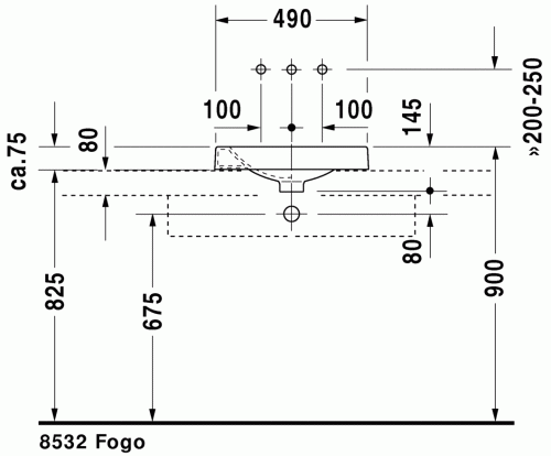 Duravit Architec 50x50 cm ráültethető mosdó csaplyuk balra 0320500009