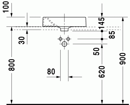 Duravit Architec 45x45 cm ráültethető mosdó csaplyuk nélkül 0320450000