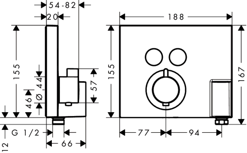 Hansgrohe ShowerSelect termosztát 2 fogyasztóhoz falsík alatti szereléshez, beépített Fixfittel és Porterrel 15765 000 (15765000)