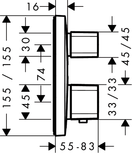 Hansgrohe Ecostat E falsík alatti termosztátos csaptelep, 2 fogyasztóhoz 15708 000 (15708000)