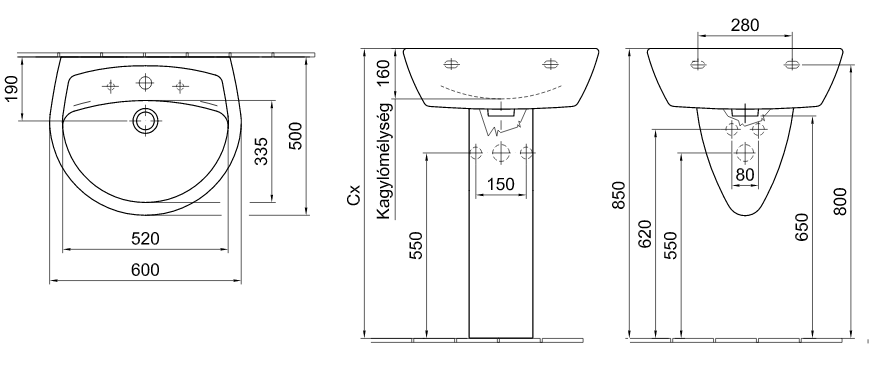 Alföldi Saval 2.0 60x50 cm mosdó EasyPlus bevonattal 7018 60 R1