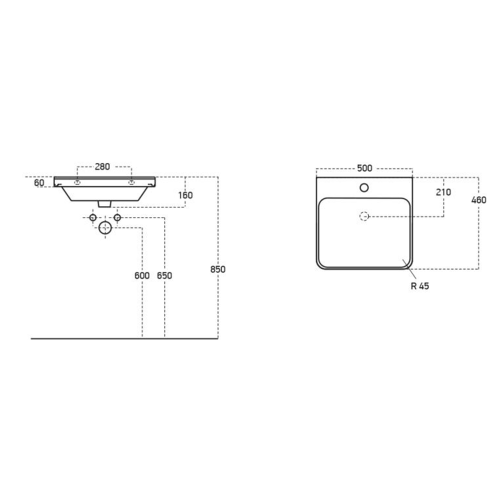 Sapho THALIE 50x46cm kerámiamosdó, fehér TH11050