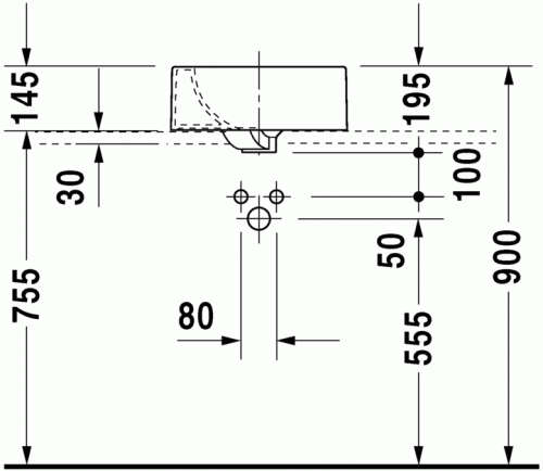 Duravit Architec 40x40 cm-es ráültethető mosdó csaplyuk nélkül 0320400000