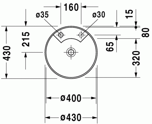 Duravit Architec Ø 40 cm-es alulról beépíthető mosdó 0462400000