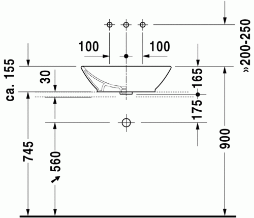 Duravit Bacino 55x42 cm-es ráültethető mosdó 0334520000