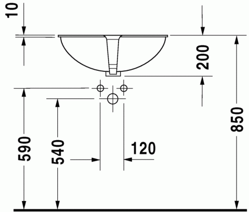 Duravit Santosa 51x37,5 cm-es alulról beépíthető mosdó 0466510000