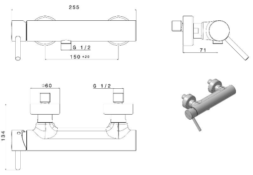 Sapho RHAPSODY fali zuhany csaptelep (CL40855)