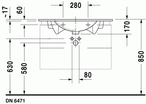 Duravit Darling New 83x54,5 cm-es bútorral aláépíthető mosdó 0499830000