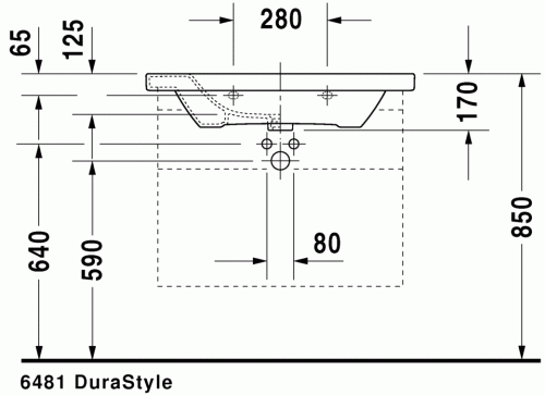 Duravit Durastyle 80x48 cm-es bútorral aláépíthető mosdó 2320800000