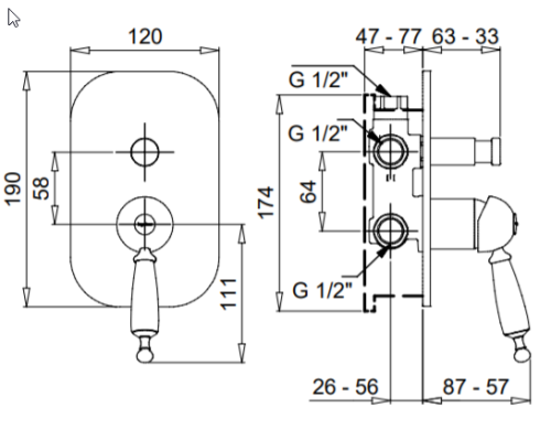 Bugnatese Oxford 6372RA Fal alatti váltós csaptelep RA / RAME