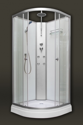 Sanimix Hidromasszázs zuhanykabin üveg hátfallal 90x90x210 cm-es 22.181 WHITE