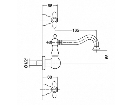 Bugnatese Princeton Plus 8070CR Fal alatti mosdócsaptelep 16,5 cm kifolyóval CR / KRÓM