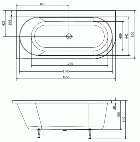 Sapho POLYSAN ASTRA L 165x80 aszimmetrikus kád, balos, fehér 33611