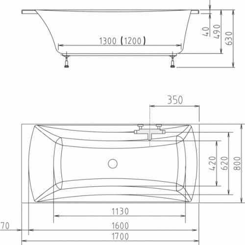 Polysan Alia 170x80 egyenes kád (41119)