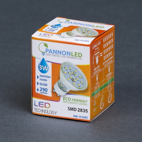 Pannonled GU10 SPOT 3Watt SMDLED DW 290 Lm (napfényfehér) (1035)