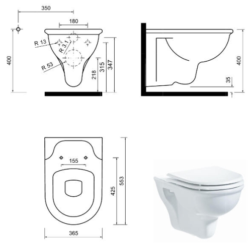 Creavit SELIN - WC + BIDÉ 2in1 - SL320 falra szerelhető WC bidével