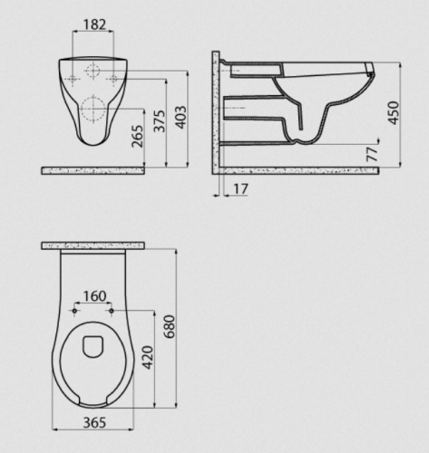 Creavit HANDICAPPED-WC + BIDÉ 2in1 - BD320 falra szerelhető WC+BIDÉ BD320-00CB00E-0000