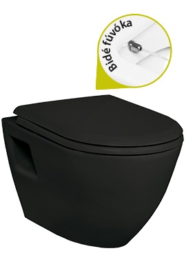 Creavit Terra falra szerelhető wc Bidé2in1, matt fekete TP325-00SM00E-0000